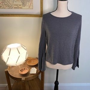 Zara Striped Stretchy Split Sleeve Top‎ Size M